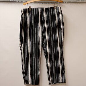 Meg & Margot Womens Black & White Striped Pants XL Lightweight Casual Wear